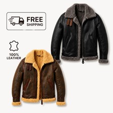 Mens B3 RAF Aviator Shearling Leather Jacket ...