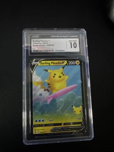 CGC 10 Surfing Pikachu Holo Card 2021 Celebrations Series 008/025