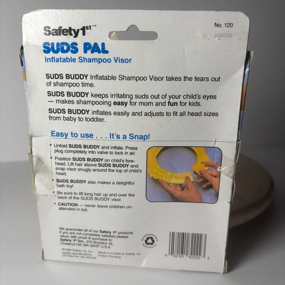 Champú inflable vintage Safety 1st Suds Pal Buddy visera de baño pato niños nuevo de stock Foto 2 de 4