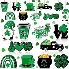 St. Patrick's Day Shamrock Ornaments 30 Pcs St. Patrick's Day Tree Decorations