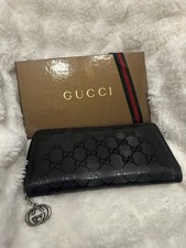 GUCCI GG Black Women's Wallet Logo Folding Zip-Around Credit Card