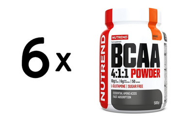 6 x Nutrend BCAA 4:1:1 Powder, Orange - 500g (46,66 EUR/kg)