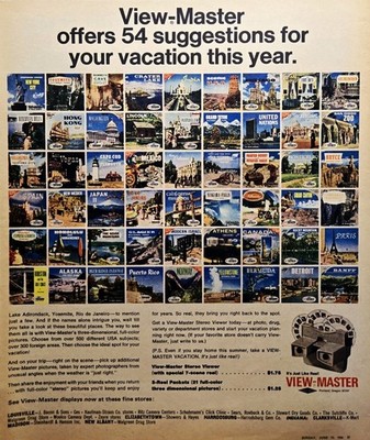 View-Master Full-Color 3D Stereo Pictures Parks Landmarks Vacation Print Ad 1966