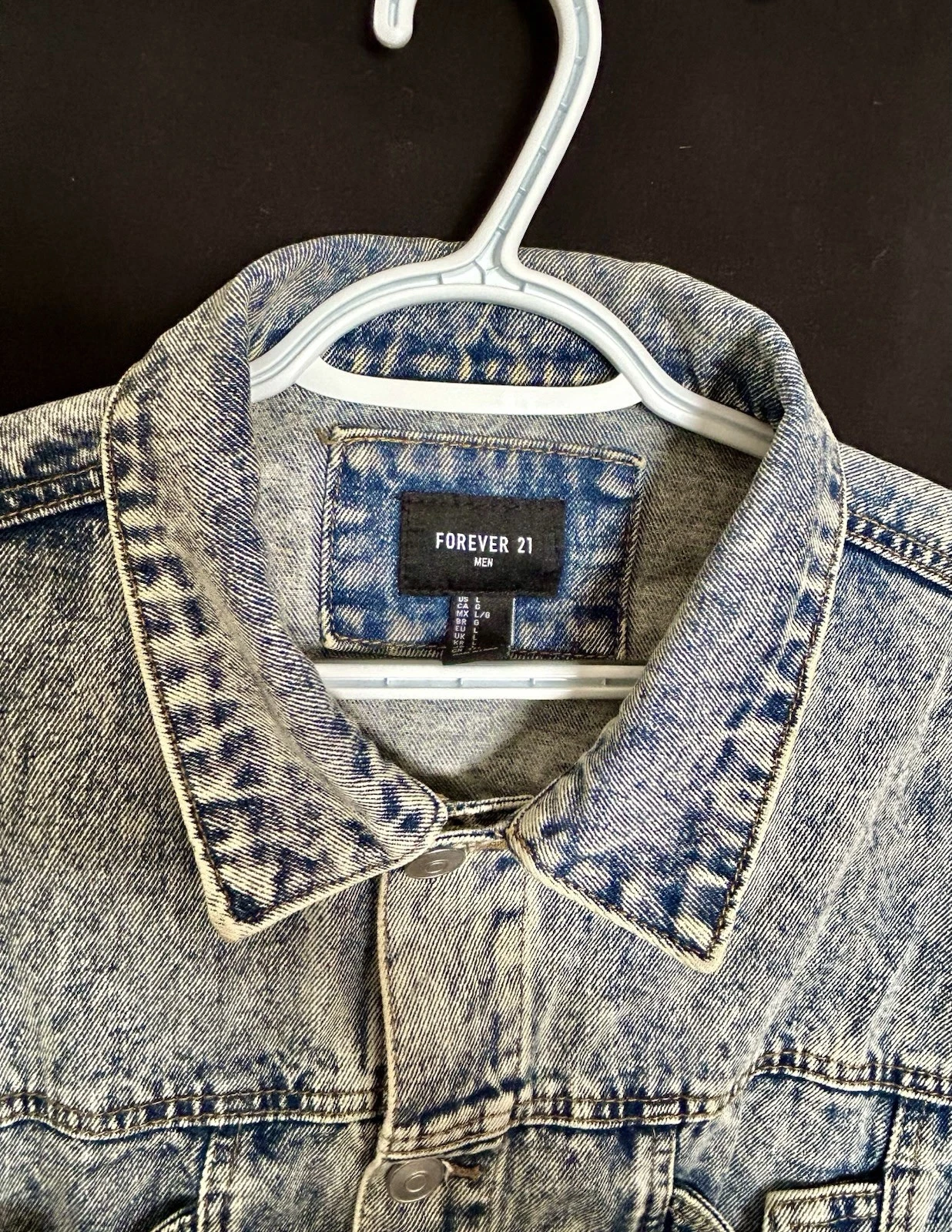 Forever 21 men’s  Blue Denim Jacket Lace-Up Sides Button Front Pockets  image 2