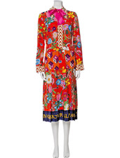 Gucci Floral Silk Midi Length Dress with bow IT40 R $4000