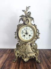 Ancienne Pendule de Table Style Rocaille Louis XV Bronze Doré