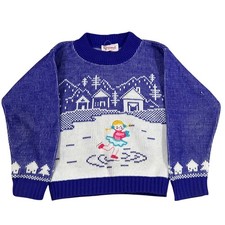 Vintage Grand Knitwear Kids Purple Graphic Sweater Children's Small 5/6