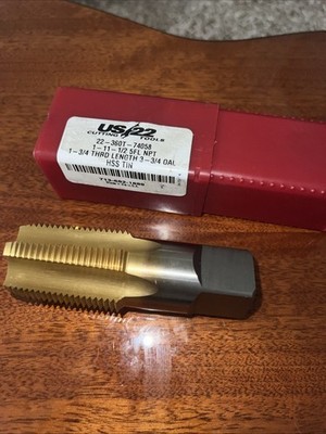 Us22 1-11-1/2 5FL NPT Diameter, 1-3/4 THRD LENGTH 3- 3/4 OAL HSS TIN