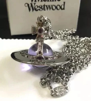 Collana sfera piccola Vivienne Westwood viola argento top 6 cm argento
