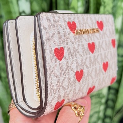 MICHAEL KORS JET SET TRAVEL MD BIFOLD ZIP COIN CARD WALLET MK LOGO