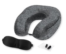 Cool Touch Memory Foam Neck Pillow Travel Set