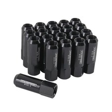 Extended Forged Aluminum Tuner Racing Lug Nut 20pcs - M14x1.5 Thread Black