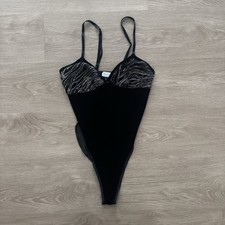 Women s Vintage Black Velvet Lingerie Teddy Lace Animal Print