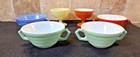 6 Pc Hazel Atlas Moderntone Platonite DOUBLE Handle Bowls & Sherbets