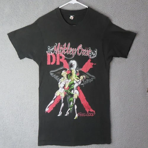 Motley Crue Dr Feelgood Tour Thrashed Band T Sh 1980s vintage concert t-shirt, vintage, size M, single stitch, B+ condition