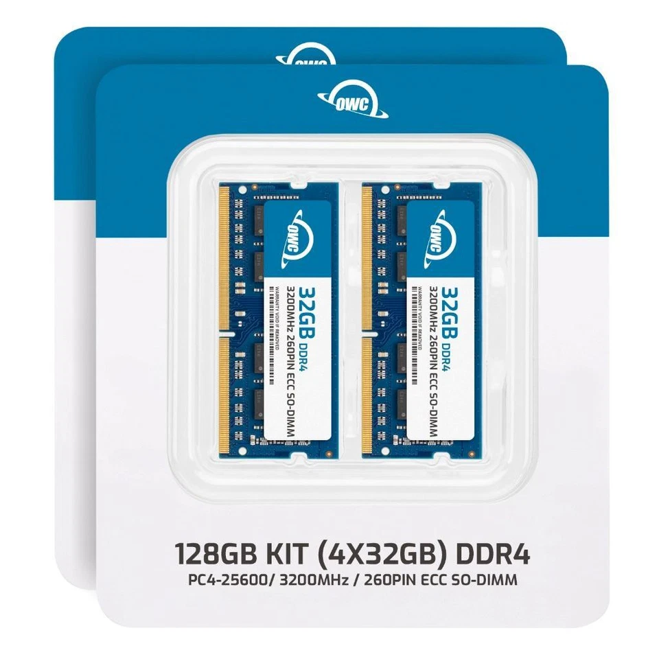 OWC 128GB (4x32GB) DDR4 3200MHz 2Rx8 ECC Unbuffered SODIMM 260pin Memory RAM - Image 2 of 4