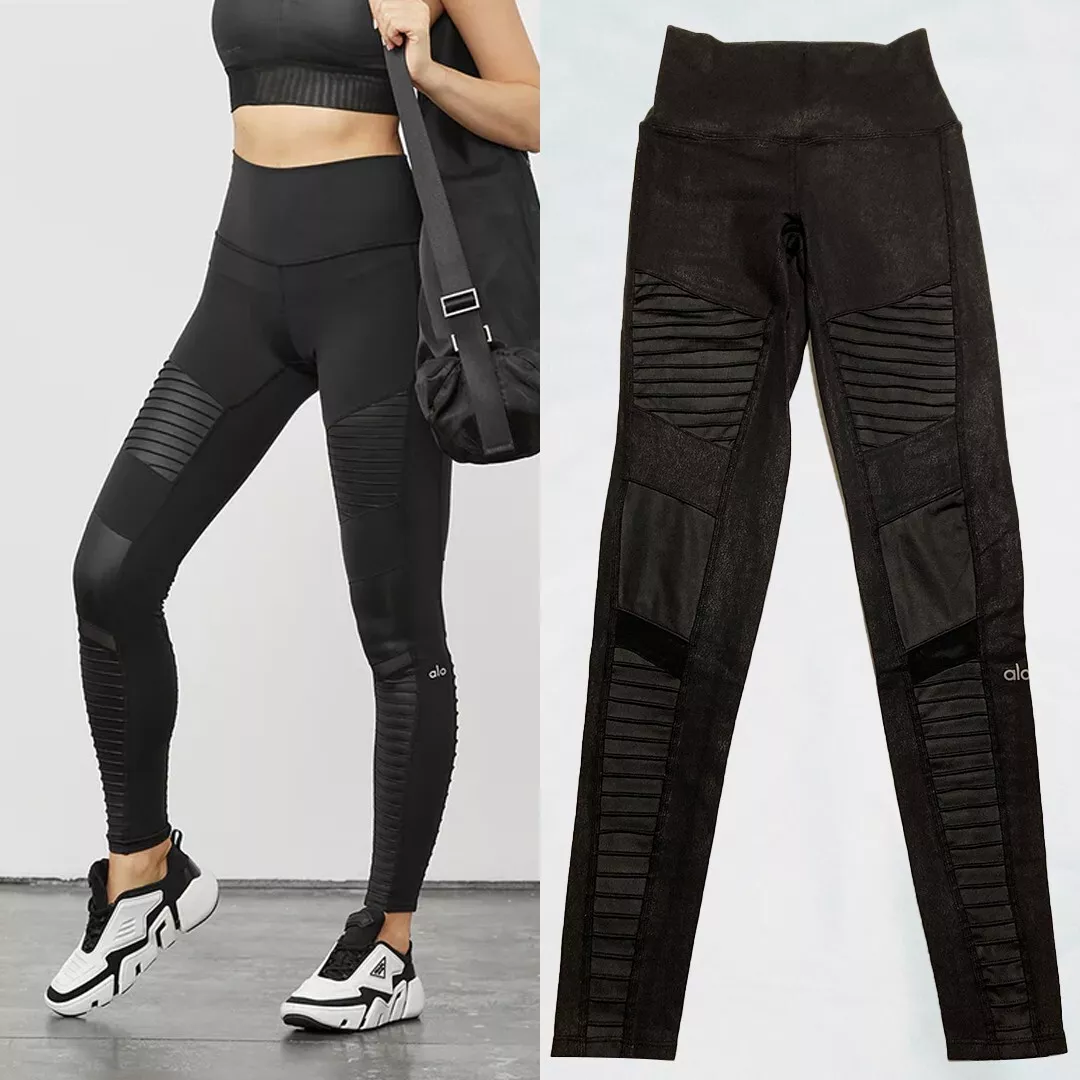 Alo Yoga High-Waist Moto Leggings Size XXS Black Womens Athleisure