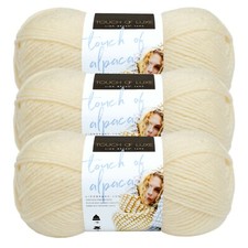  3 Pack Lion Brand Yarn 674-098D Touch of Alpaca Yarn, Cream
