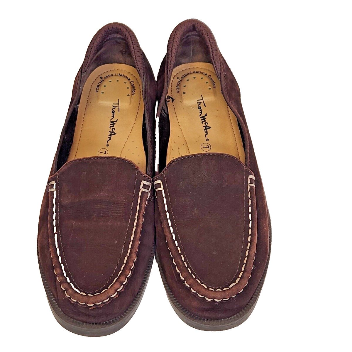 Women\'s Thom McAn Leather  Brown Slip-On  Shoe  Loafer Size 7 Like New Thom McAn Rebecca Brown Leather Loafer Mules | Mercari main image 4