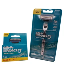 Gillette Mach3 Mens Razor Handle + 5 Razor Refill Cartridges