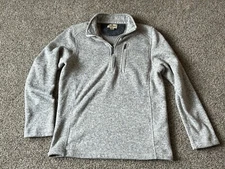 Woolrich 1/4, 1/2 Zip Beige Light Tan Mens Medium Pullover Pocket Sweater Jacket