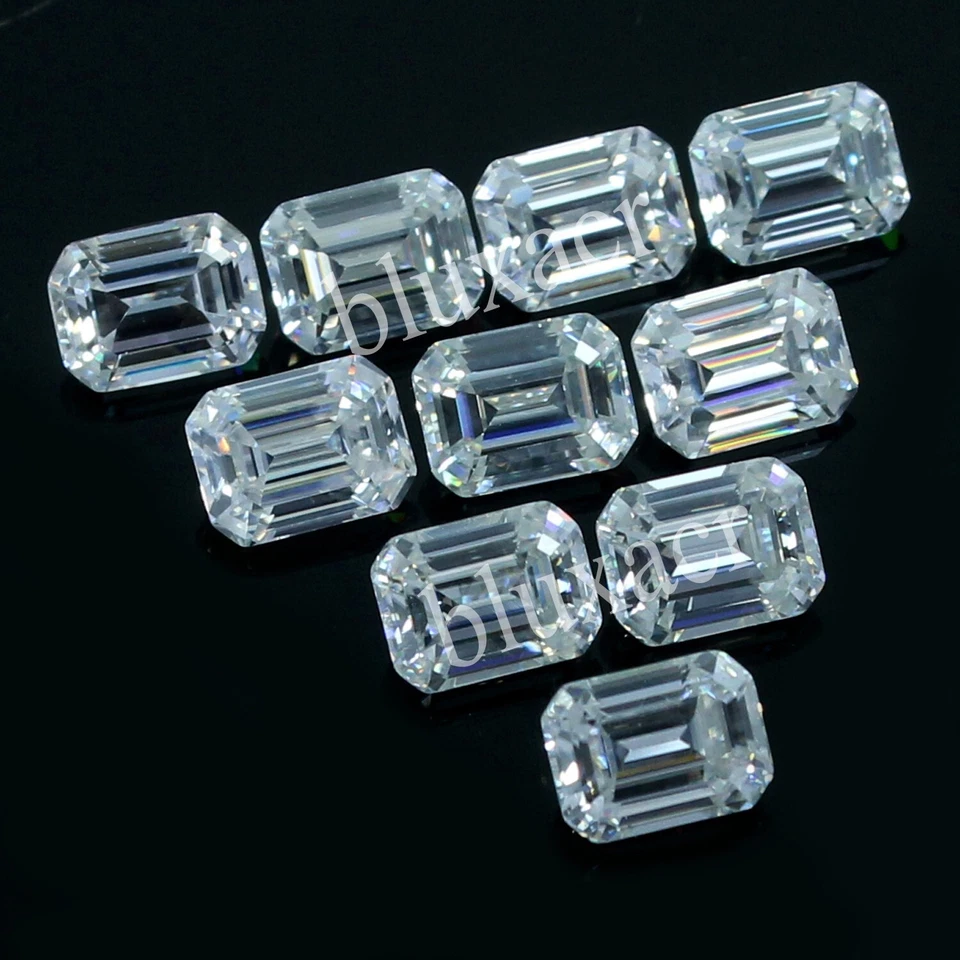 Лот из 10 сертифицированных натуральных бриллиантов цвета D VVS1 превосходной огранки 4x3 мм изумруд - Изображение 2 из 4