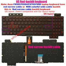 New US Red Backlit Keyboard For Asus FX705 FX504 FX504G FX505 FX505D FX80 FX86