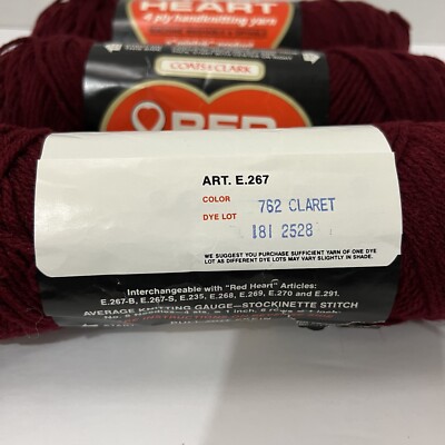 VINTAGE COATS & CLARK RED HEART Knit & Crochet YARN 762 Lot Of 3