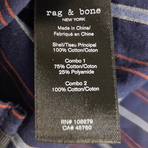 Rag & Bone Striped Button Down Long Sleeve Casual Shirt Mens Size M - Picture 4 of 7