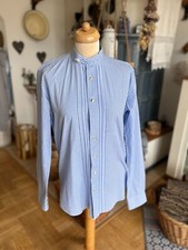 Koszula ludowa ALMSACH, rozmiar: 39-40, niebieska / biała, 100% bawełna