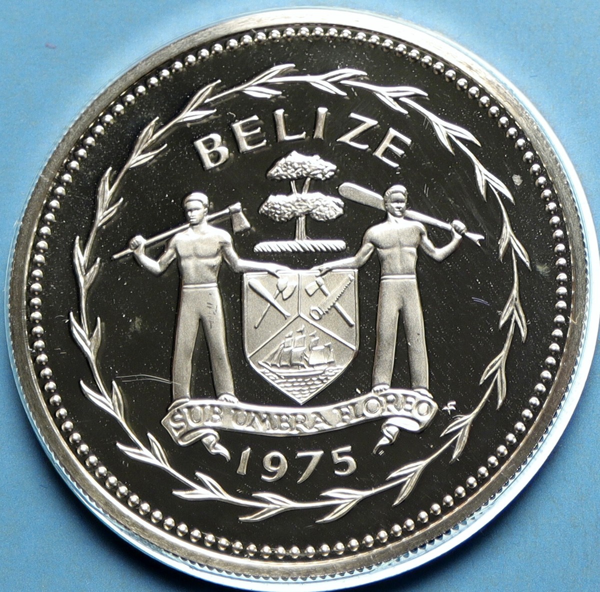 1975 BELIZE Avifauna Toucan BIRD Antique VINTAGE Proof Silver $5