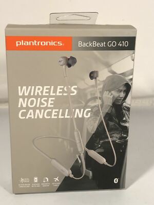 Plantronics BackBeat GO 410 Wireless Noise Cancelling Bluetooth Earbuds  White