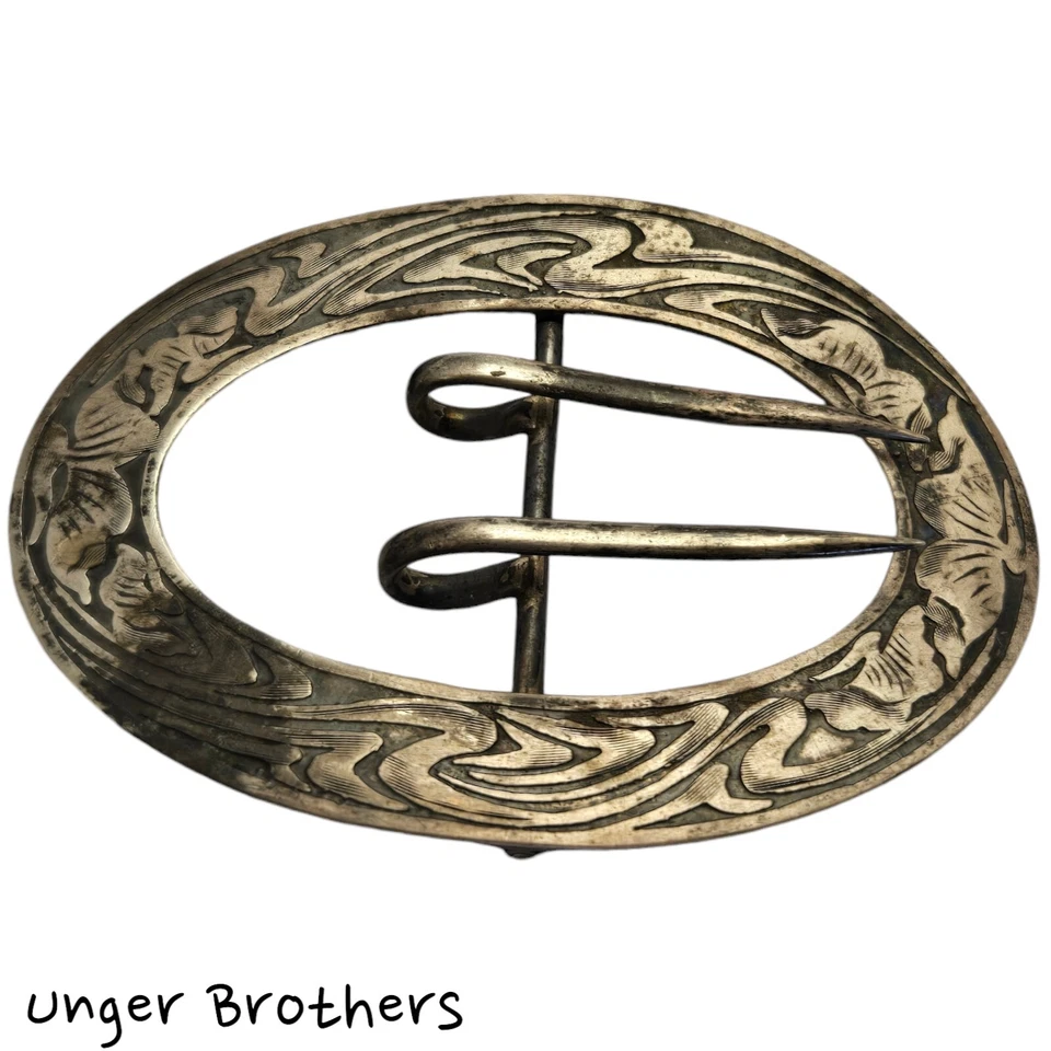 Antigua faja/cinturón de plata esterlina Art Nouveau firmada Unger Brothers Foto 3 de 4
