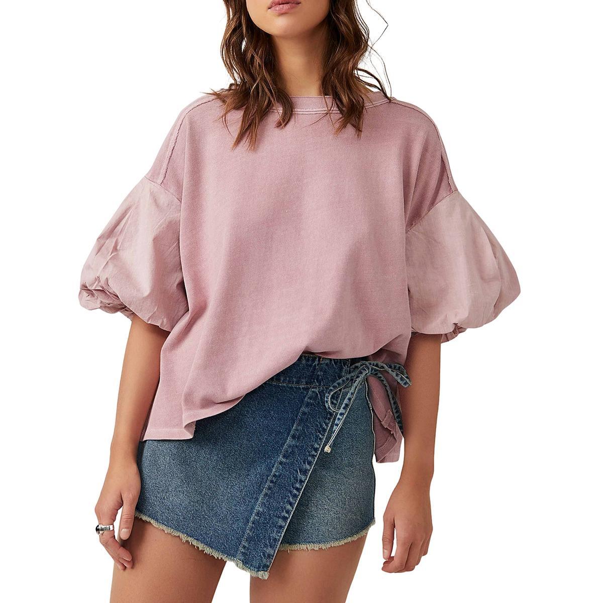 Женская фиолетовая повседневная блузка с пышными рукавами Free People S BHFO 2370
