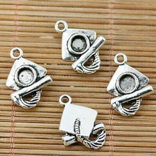 6pcs 19.5 13.5mm Tibetan silver GRADUATION CAP  DIPLOMA design charms EF1887