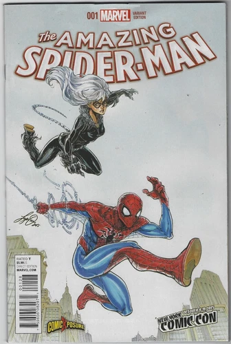 AMAZING SPIDERMAN 1 SIYA OUM COMICXPOSURE NYCC NEW YORK CON VARIANT BLACK CAT