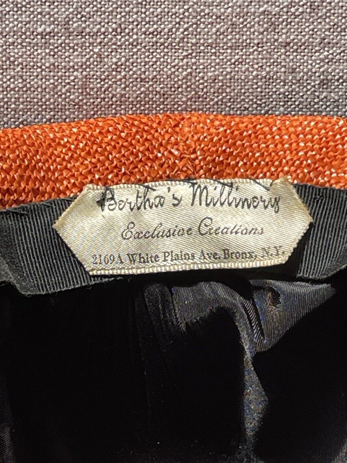 Vintage Women’s Hat Black With Orange Brim - image 5