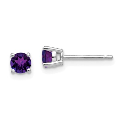 Ohrringe 4 mm 14 Karat Weißgold 4 mm Amethyst