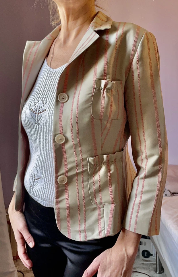 Veste tailleur beige rose atlas courte T36 léger blazer Sinéquanone - Photo 1/4