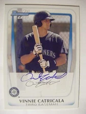VINNIE CATRICALA signed MARINER 2011 Bowman baseball card AUTO HAWAII-MANOA BP23