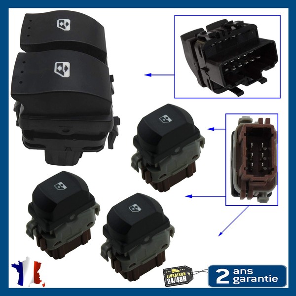 Fensterheberknopf Vorne Und Hinten FüR Clio 2 Espace 4 Trafic 2 Vivaro Primastar-image