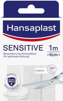 Hansaplast Sensitive Plaster (1 m x 6 cm), Cut to Size and Skin-Friendly Wound P