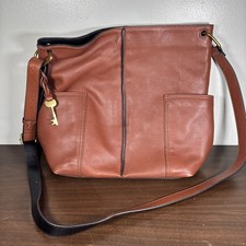 Vintage Fossil ZB7472 Pebble Brown Leather Crossbody Shoulder Bag Adjustable EUC