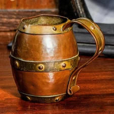 Handmade Antique Copper Arts and Crafts Style Mug Cup