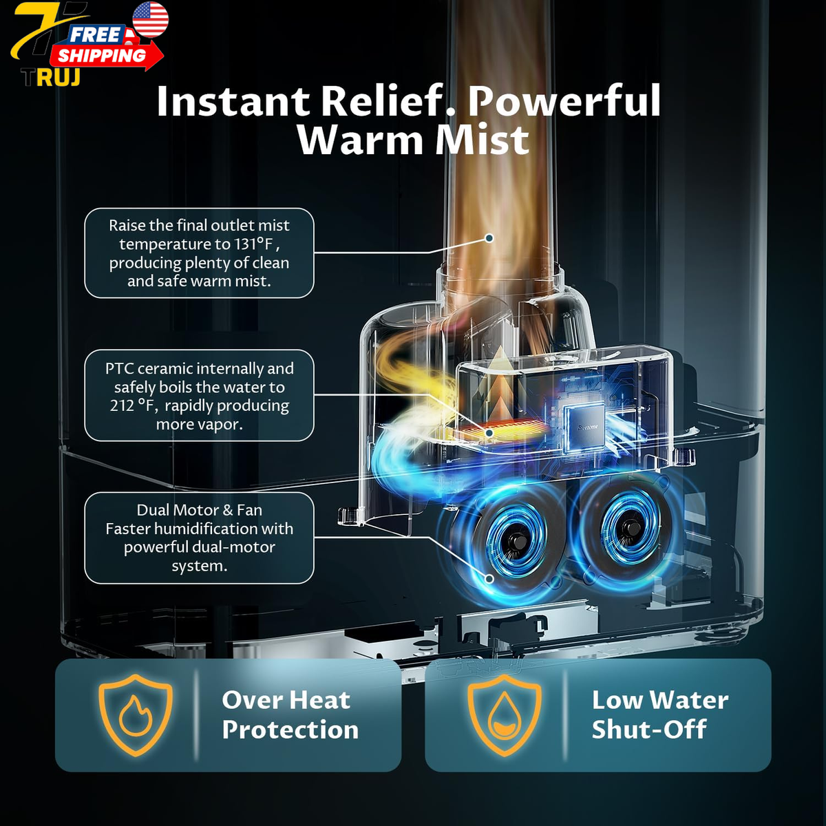 8L Humidifiers for Bedroom, Warm & Cool Mist for Large Room Home