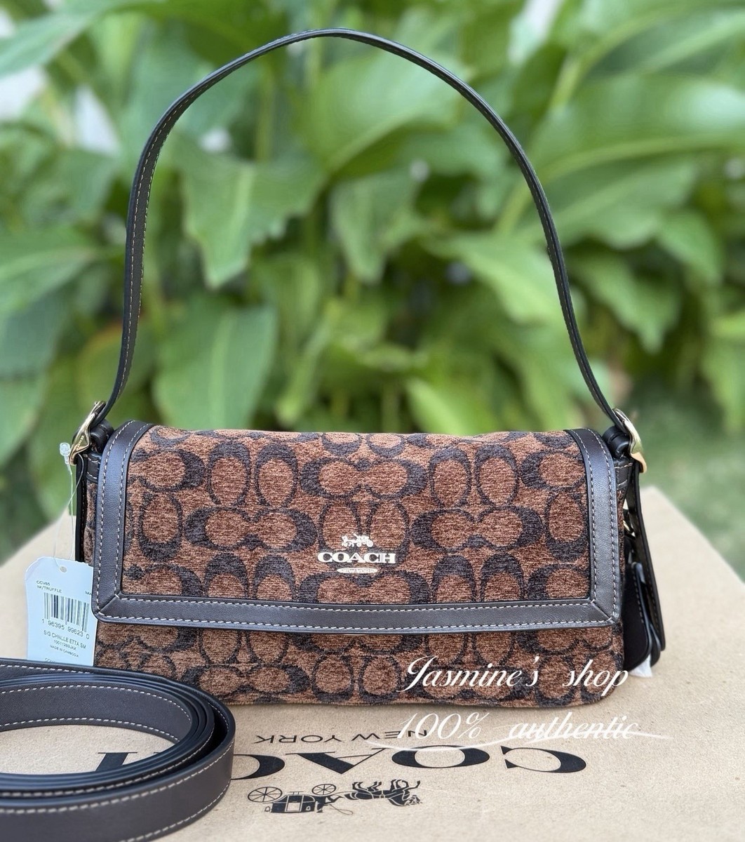 NWT Coach Outlet Etta Small Flap Shoulder Bag in Signature Chenille CCV65
