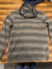 Eddie Bauer Pullover Men s Medium Fleece 4 Button 1/4 Snap Sweater