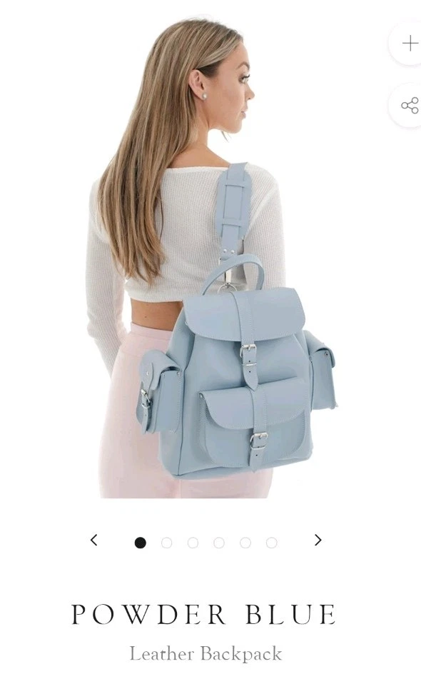 Grafea Powder Blue Leather Backpack HARI II BLUE MOON- Leather Backpack – GRAFEA main image 2