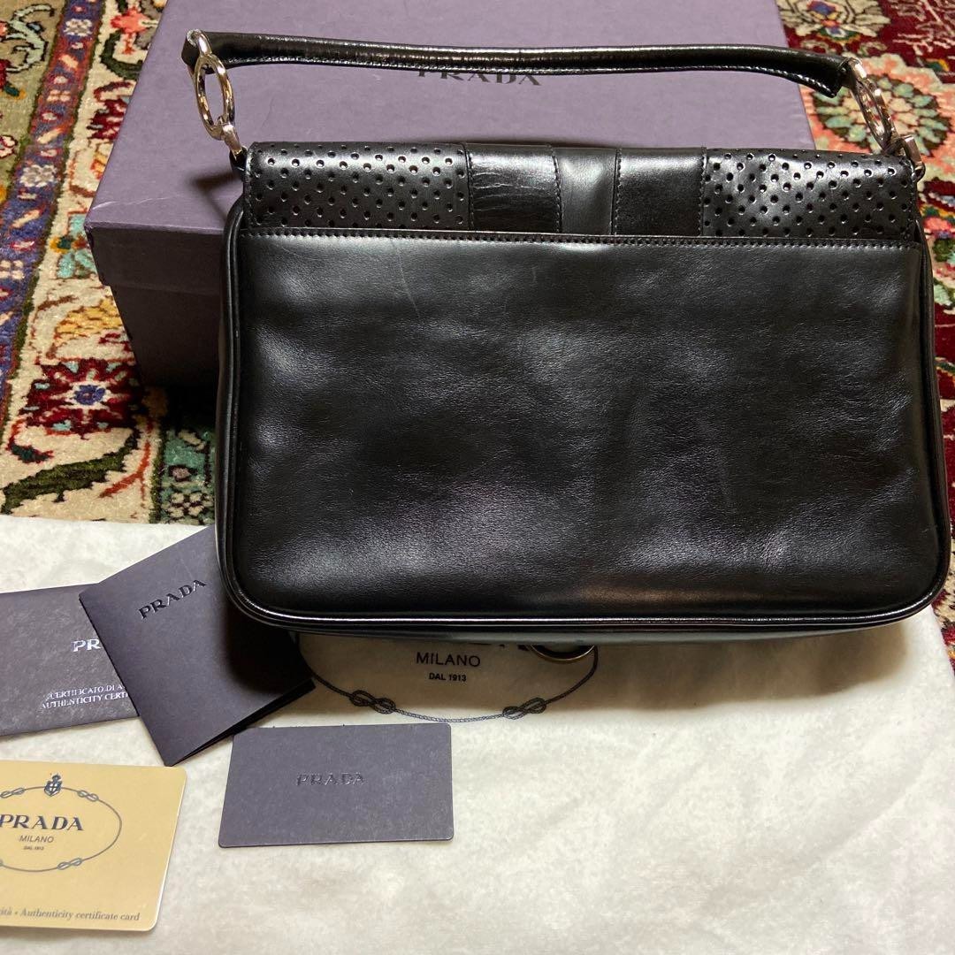 prada ハンドバッグ　vintage archive Authentic PRADA Vintage Shoulder Purse Black/Gold Woven Leather