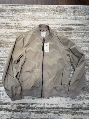 Mango MNG Man Casual Water Repellent Bomber Jacket Taupe Khaki Mens Large NEW